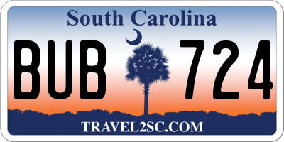 SC license plate BUB724