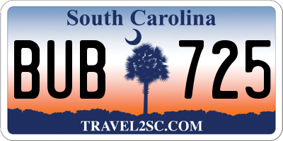 SC license plate BUB725