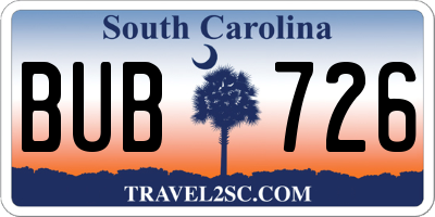 SC license plate BUB726