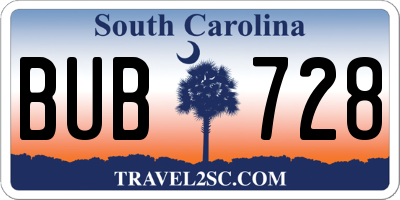 SC license plate BUB728