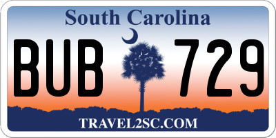 SC license plate BUB729