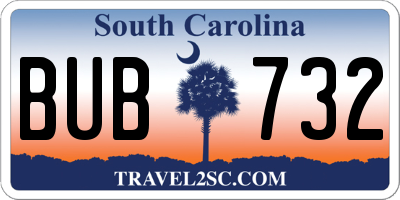 SC license plate BUB732