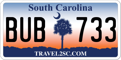 SC license plate BUB733