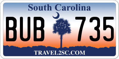 SC license plate BUB735