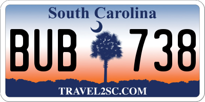 SC license plate BUB738