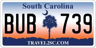 SC license plate BUB739