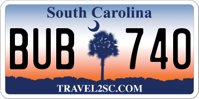 SC license plate BUB740
