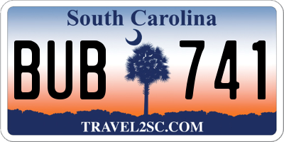 SC license plate BUB741