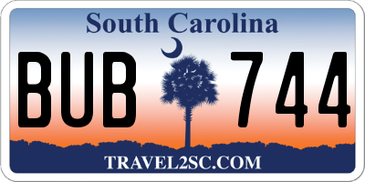 SC license plate BUB744