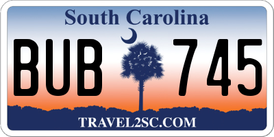 SC license plate BUB745