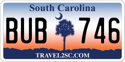 SC license plate BUB746