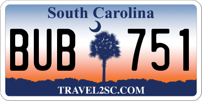 SC license plate BUB751