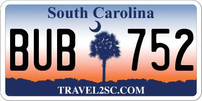 SC license plate BUB752