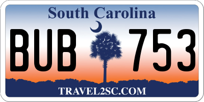 SC license plate BUB753