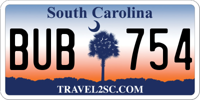 SC license plate BUB754