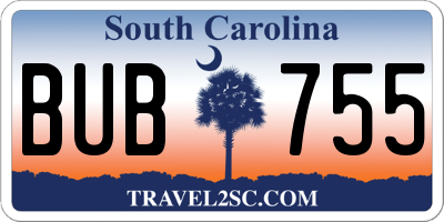 SC license plate BUB755