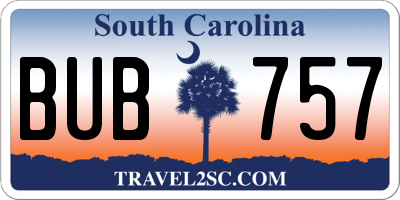 SC license plate BUB757