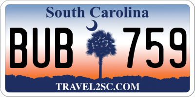 SC license plate BUB759