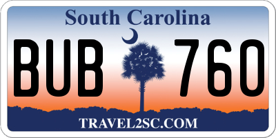 SC license plate BUB760