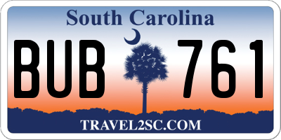 SC license plate BUB761