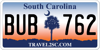 SC license plate BUB762