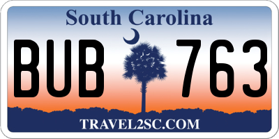 SC license plate BUB763