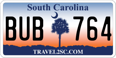 SC license plate BUB764