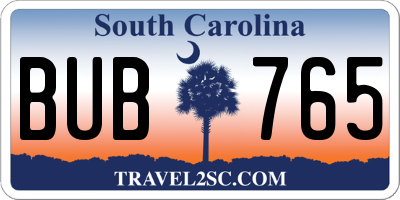 SC license plate BUB765