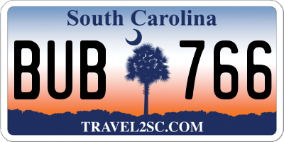SC license plate BUB766