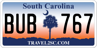 SC license plate BUB767