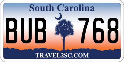 SC license plate BUB768