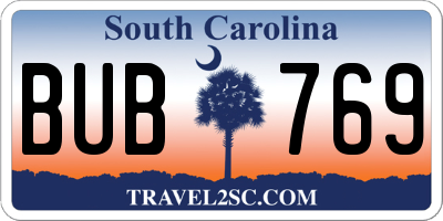 SC license plate BUB769