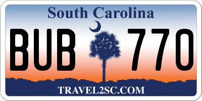 SC license plate BUB770