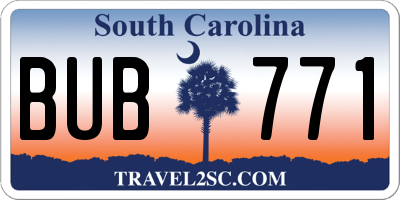 SC license plate BUB771