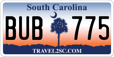 SC license plate BUB775