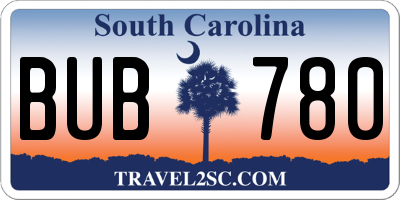 SC license plate BUB780