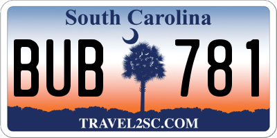 SC license plate BUB781
