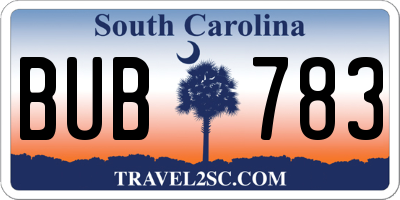 SC license plate BUB783