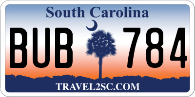 SC license plate BUB784