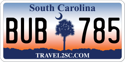 SC license plate BUB785