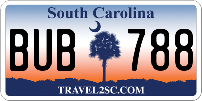 SC license plate BUB788