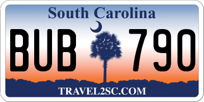 SC license plate BUB790