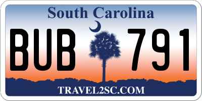SC license plate BUB791