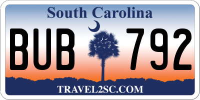 SC license plate BUB792