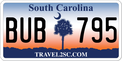 SC license plate BUB795