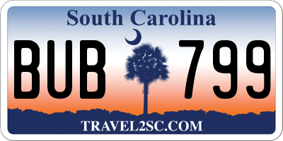 SC license plate BUB799