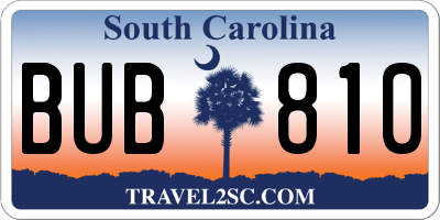 SC license plate BUB810