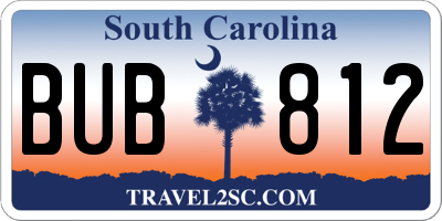 SC license plate BUB812