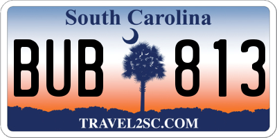 SC license plate BUB813