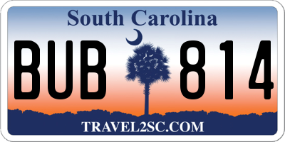 SC license plate BUB814